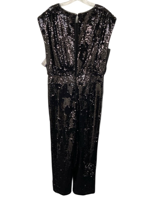 Aidan Aidan Mattox Size 14 Black Polyester Fully Sequined Sleeveless Jumpsuit Black / 14