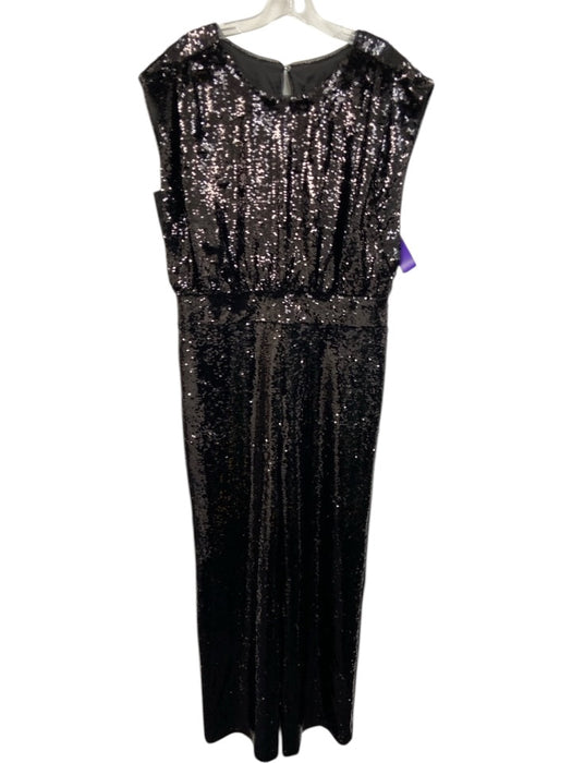 Aidan Aidan Mattox Size 14 Black Polyester Fully Sequined Sleeveless Jumpsuit Black / 14