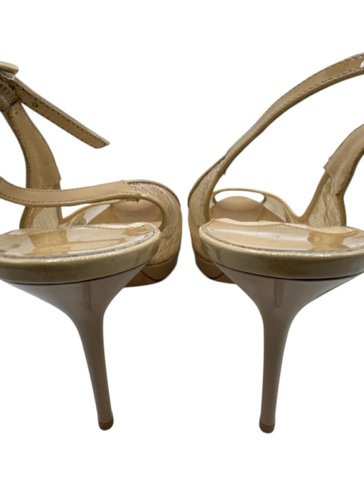 Jimmy Choo Shoe Size 40 Beige Lace Upper Peep Toe Patent Trim Slingbacks Beige / 40