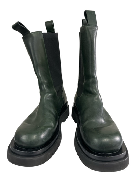 Bottega Veneta Shoe Size 41 Dark Green Leather Pull Tabs Elastic Sides Boots Dark Green / 41