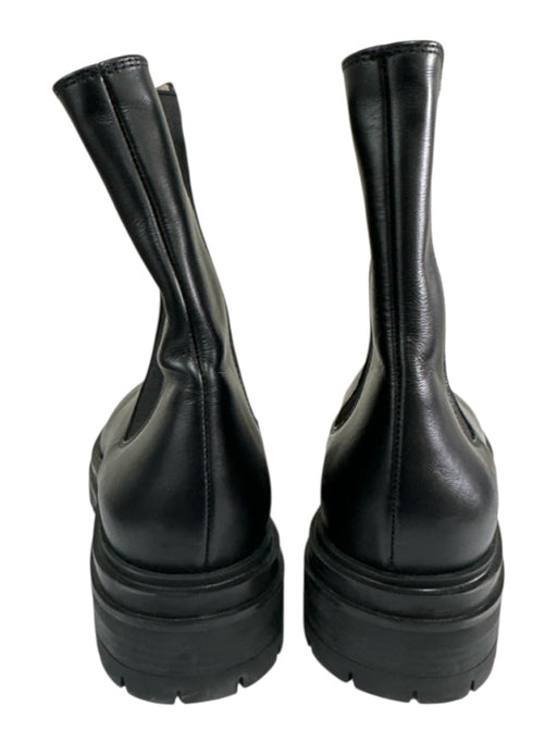 Gianvito Rossi Shoe Size 41 Black Leather Pull Tabs Elastic Sides Lug Sole Boots Black / 41