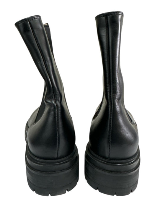 Gianvito Rossi Shoe Size 41 Black Leather Pull Tabs Elastic Sides Lug Sole Boots Black / 41