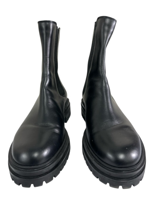 Gianvito Rossi Shoe Size 41 Black Leather Pull Tabs Elastic Sides Lug Sole Boots Black / 41