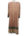 Vintage Ibiza Size M Red, Beige, Black Cotton Long Sleeve Abstract Print Dress Red, Beige, Black / M