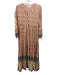 Vintage Ibiza Size M Red, Beige, Black Cotton Long Sleeve Abstract Print Dress Red, Beige, Black / M