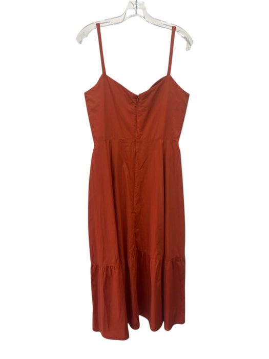 Iris & Ink Size 12 Orange Cotton Sleeveless Sweetheart Neckline Tiered Dress Orange / 12