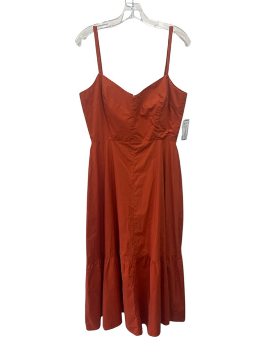 Iris & Ink Size 12 Orange Cotton Sleeveless Sweetheart Neckline Tiered Dress Orange / 12