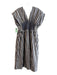 Anthropologie Size Small White & Blue Cotton Front Zip V Neck Cap Sleeve Dress White & Blue / Small