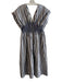 Anthropologie Size Small White & Blue Cotton Front Zip V Neck Cap Sleeve Dress White & Blue / Small