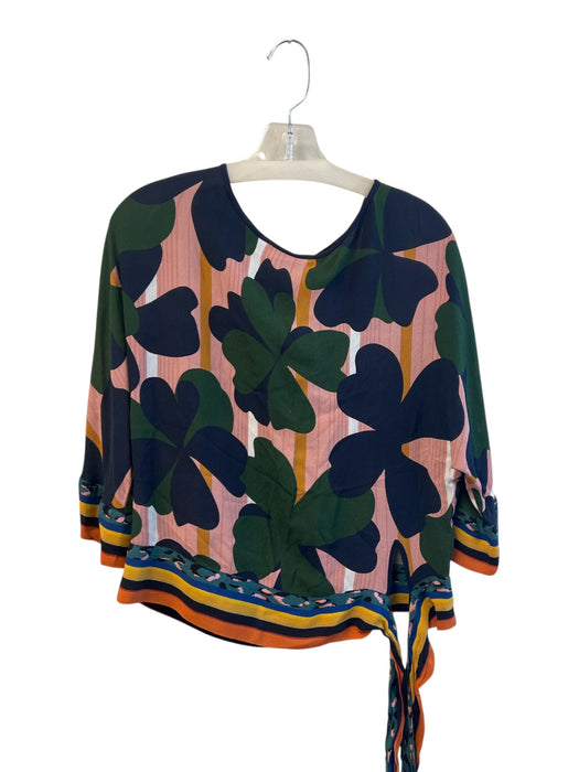Blank London Size Small Multi Viscose Half Sleeve Abstract Print Boat Neck Top Multi / Small