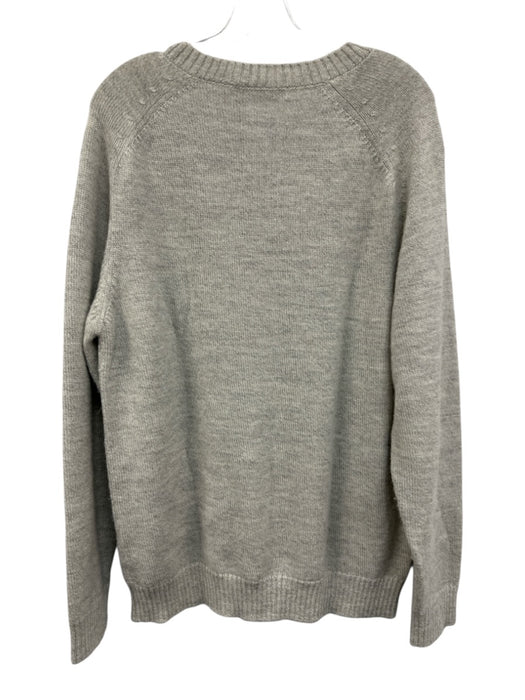 Criquet Size L Gray Baby Alpaca Solid V Neck Men's Sweater Gray / L