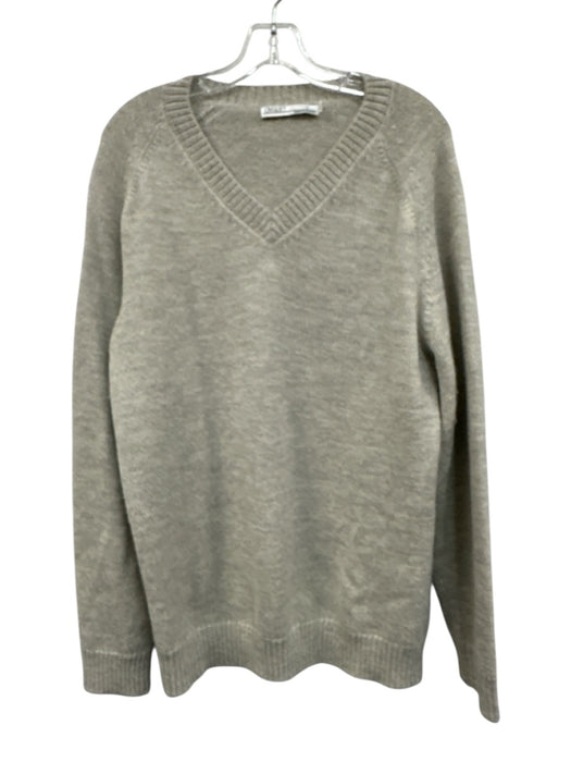 Criquet Size L Gray Baby Alpaca Solid V Neck Men's Sweater Gray / L