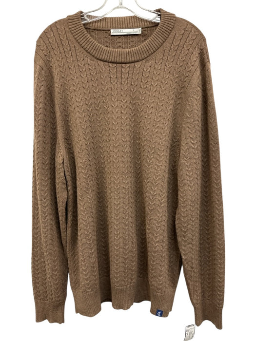 Criquet Size L Brown Alpaca Blend Cable Knit Crew Men's Sweater Brown / L