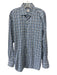Peter Millar Size L Blue & White Cotton Plaid Button Up Men's Long Sleeve Shirt Blue & White / L