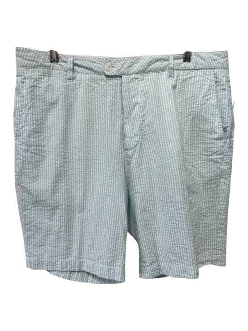 Criquet Size 36 Light Blue & White Cotton Striped Seersucker Khakis Men's Shorts Light Blue & White / 36