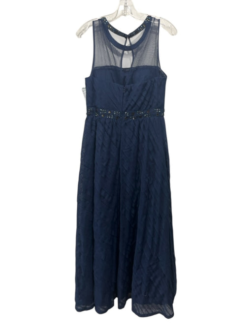 Adrianna Papell Size 10 Navy Blue Polyester Crystal Detail Tiered Back Zip Gown Navy Blue / 10