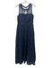 Adrianna Papell Size 10 Navy Blue Polyester Crystal Detail Tiered Back Zip Gown Navy Blue / 10