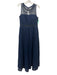 Adrianna Papell Size 10 Navy Blue Polyester Crystal Detail Tiered Back Zip Gown Navy Blue / 10