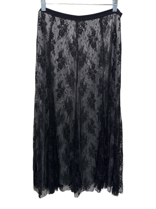 Karen Kane Size M Black & Gray Rayon & Nylon Floral Lace Overlay Maxi Skirt Black & Gray / M