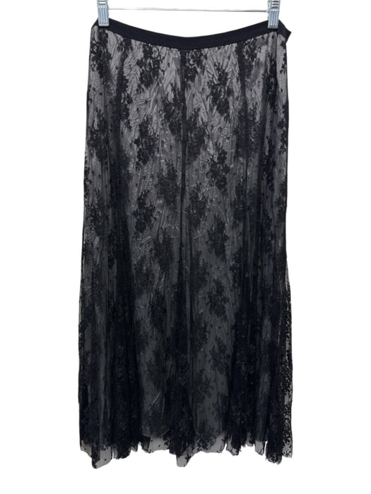 Karen Kane Size M Black & Gray Rayon & Nylon Floral Lace Overlay Maxi Skirt Black & Gray / M