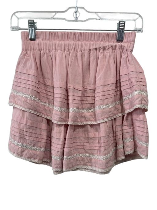Cake for Dinner Size Small Pink & White Cotton Blend Elastic Waist Tiered Skirt Pink & White / Small