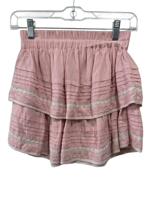 Cake for Dinner Size Small Pink & White Cotton Blend Elastic Waist Tiered Skirt Pink & White / Small