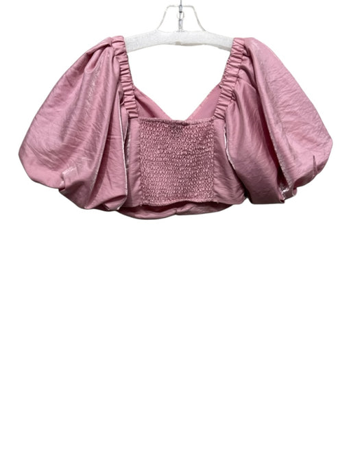 Mitylene Size Small Pink Polyester Blend Short Balloon Sleeve Shimmer Ruched Top Pink / Small
