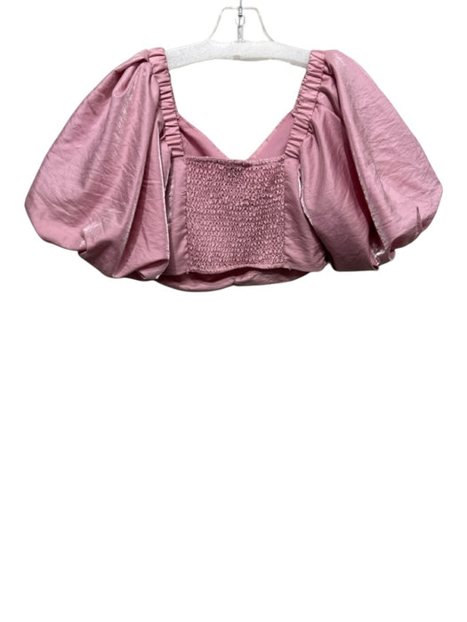 Mitylene Size Small Pink Polyester Blend Short Balloon Sleeve Shimmer Ruched Top Pink / Small