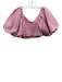 Mitylene Size Small Pink Polyester Blend Short Balloon Sleeve Shimmer Ruched Top Pink / Small