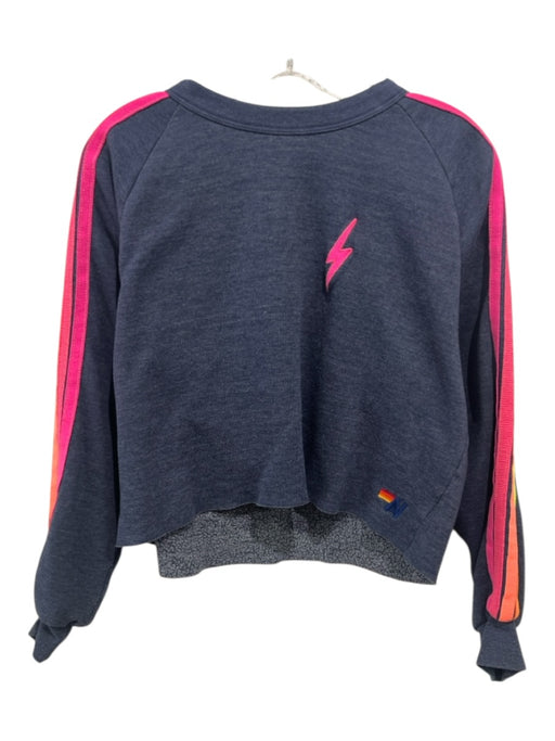 Aviator Nation Size Medium Navy, Orange, Green Cotton Blend Long Sleeve Sweater Navy, Orange, Green / Medium