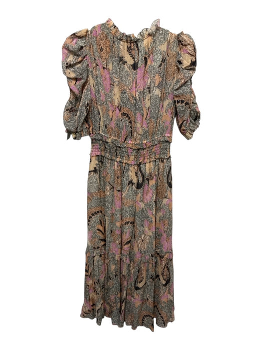 Ulla Johnson Size XS Orange, Purple & Multi Print Silk & Cotton Floral Dress Orange, Purple & Multi Print / XS