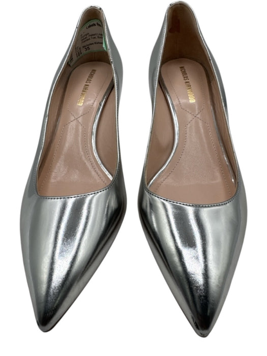 Nicholas Kirkwood Shoe Size 35 Silver Patent Leather Metallic Mid Heel Pumps Silver / 35