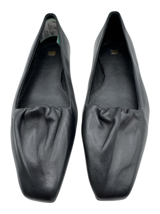 Toteme Shoe Size 36 Black Leather Pointed Square Toe Gathered Slip On Flats Black / 36