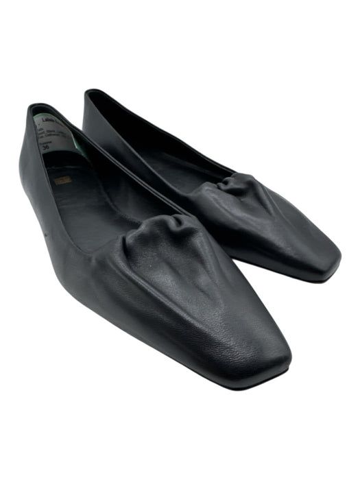 Toteme Shoe Size 36 Black Leather Pointed Square Toe Gathered Slip On Flats Black / 36