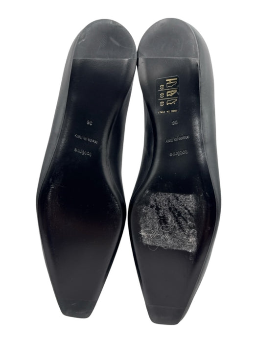 Toteme Shoe Size 36 Black Leather Pointed Square Toe Gathered Slip On Flats Black / 36