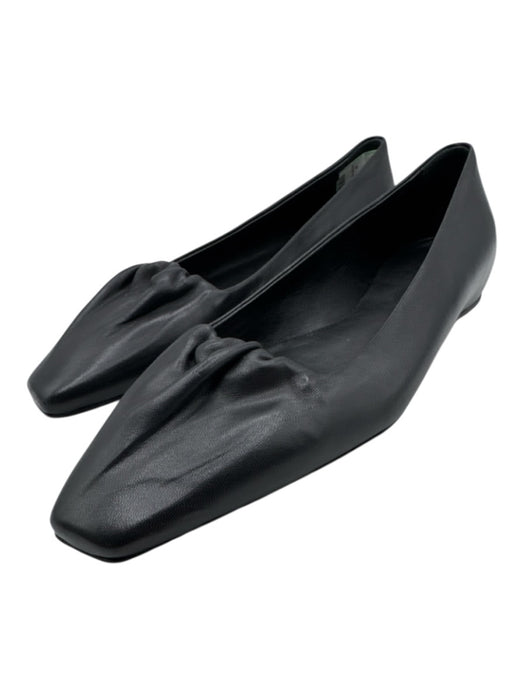 Toteme Shoe Size 36 Black Leather Pointed Square Toe Gathered Slip On Flats Black / 36
