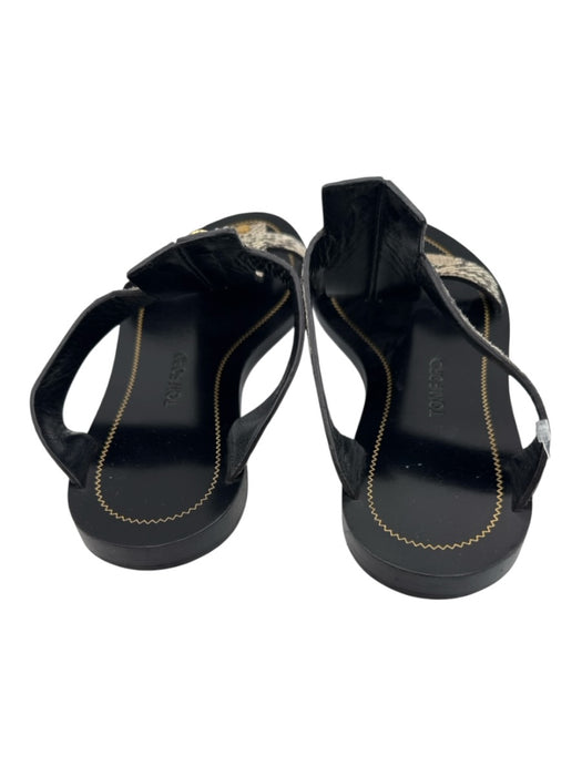 Tom Ford Shoe Size 36.5 Beige, Black & Gold Python Leather Snakeskin Sandals Beige, Black & Gold / 36.5