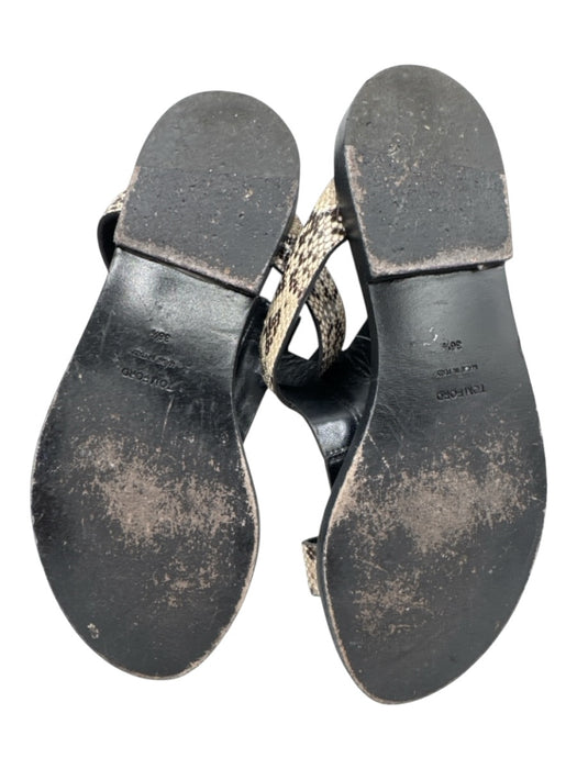 Tom Ford Shoe Size 36.5 Beige, Black & Gold Python Leather Snakeskin Sandals Beige, Black & Gold / 36.5