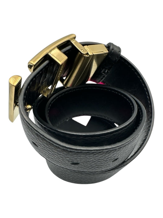Fendi Black Leather Gold Hardware Men's Belt Black