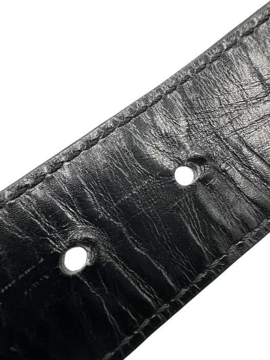 Fendi Black Leather Gold Hardware Men's Belt Black