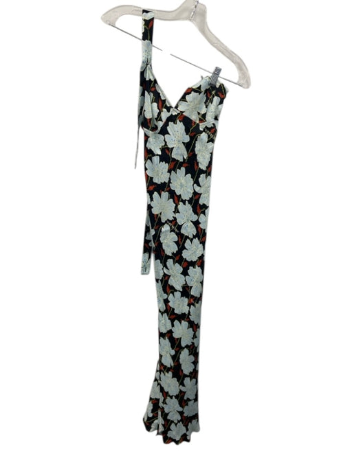 Off-White Size 38 Black, Blue & Red Viscose Sleeveless Floral Side Zip Dress Black, Blue & Red / 38