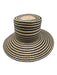 Janessa Leone Beige & Black Straw Woven Striped Wide Brim Sun Hat Beige & Black / S
