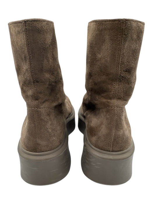 The Row Shoe Size 35.5 Brown Leather Upper Suede Front Zip Platform Ankle Boots Brown / 35.5