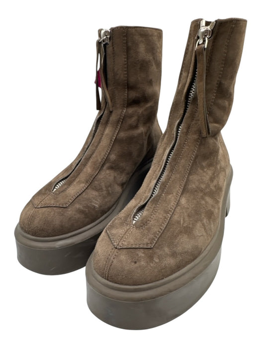 The Row Shoe Size 35.5 Brown Leather Upper Suede Front Zip Platform Ankle Boots Brown / 35.5