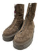 The Row Shoe Size 35.5 Brown Leather Upper Suede Front Zip Platform Ankle Boots Brown / 35.5