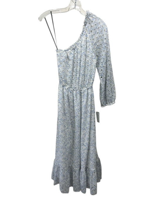 ML Monique Lhuillier Size XS Blue & White Polyester One Shoulder Floral Dress Blue & White / XS