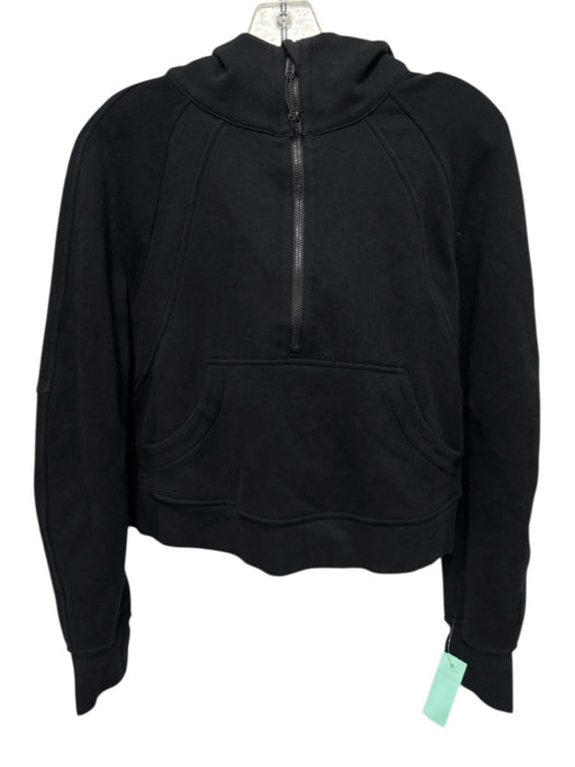 Lululemon Size XS/S Black Cotton Blend Half Zip Hooded Athletic Cropped Jacket Black / XS/S