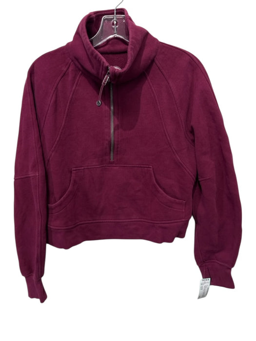 Lululemon Size Est S Burgundy Red Cotton Blend High Neck Half Zip Cropped Jacket Burgundy Red / Est S