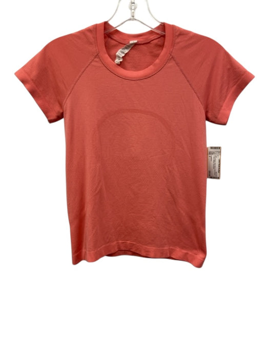 Lululemon Size 2 Pink Orange Nylon Blend Short Sleeve T Shirt Athletic Top Pink Orange / 2