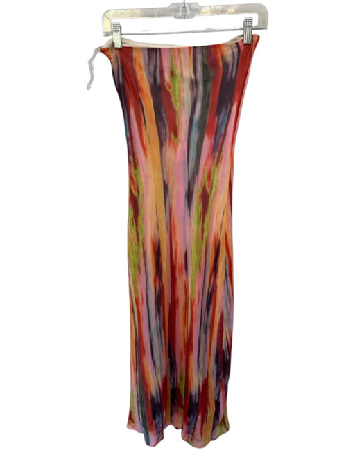 SNDYS. Size S Multi Polyester Strapless Zipper Watercolor Maxi Dress Multi / S